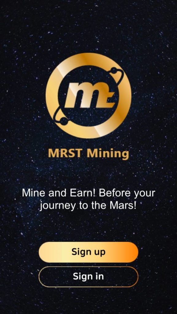 the mars マイニングアプリ起動画面